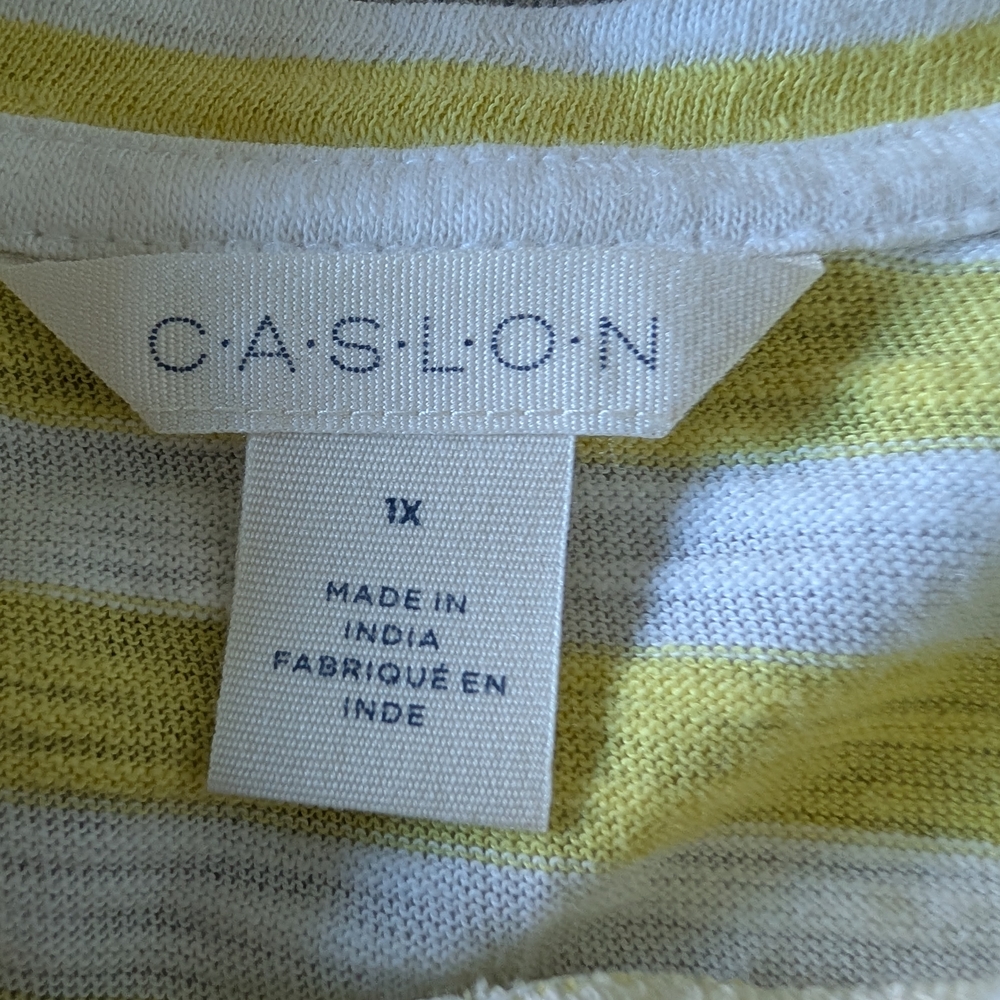 CASLON Tank Top Yellow and White Stripes Plus Size 1X NWOT - Picture 6 of 9